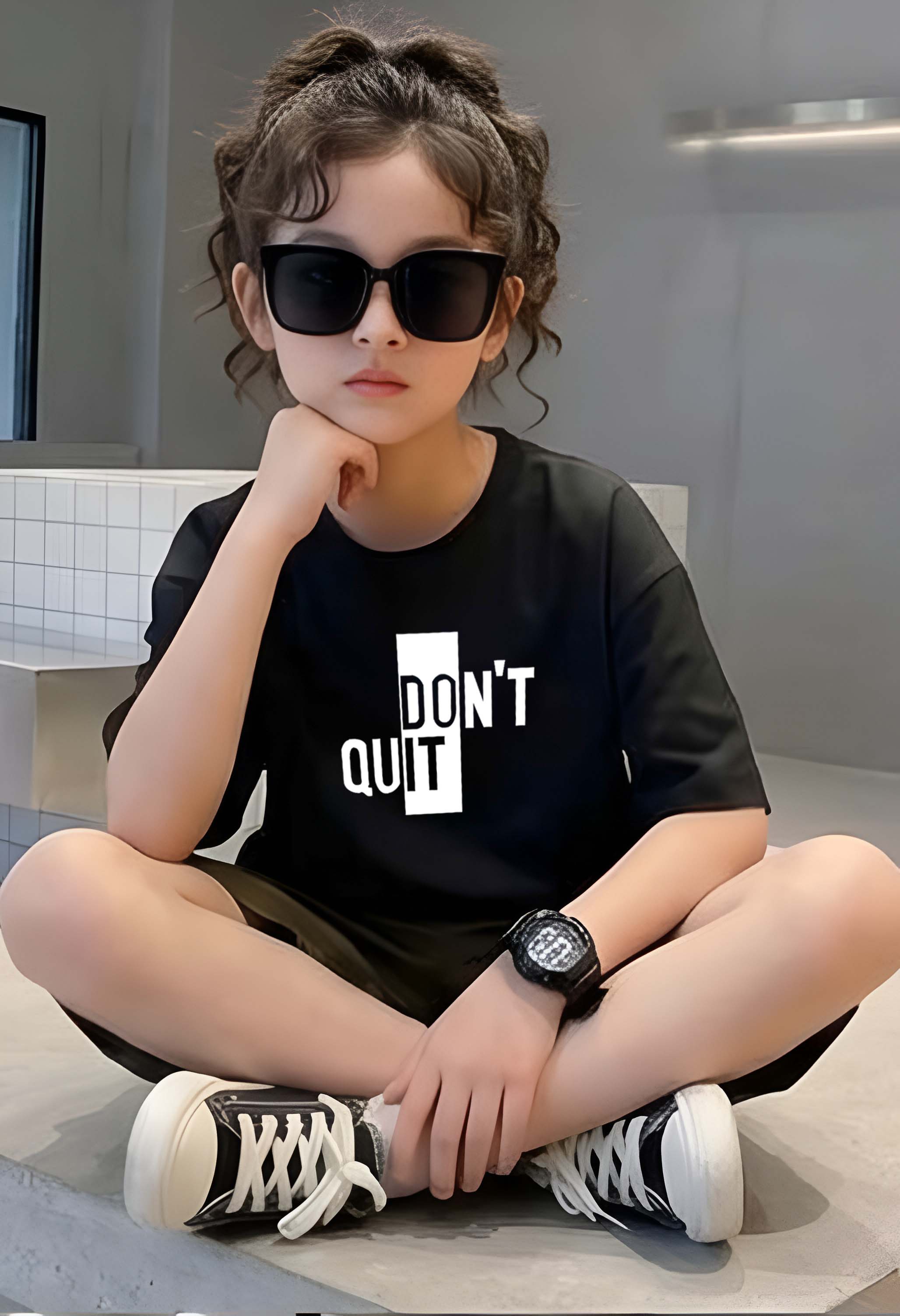 Don'tQuit - kids Girls Over sized T shirt
