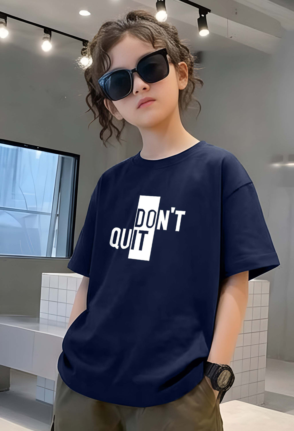 Don'tQuit - kids Girls Over sized T shirt