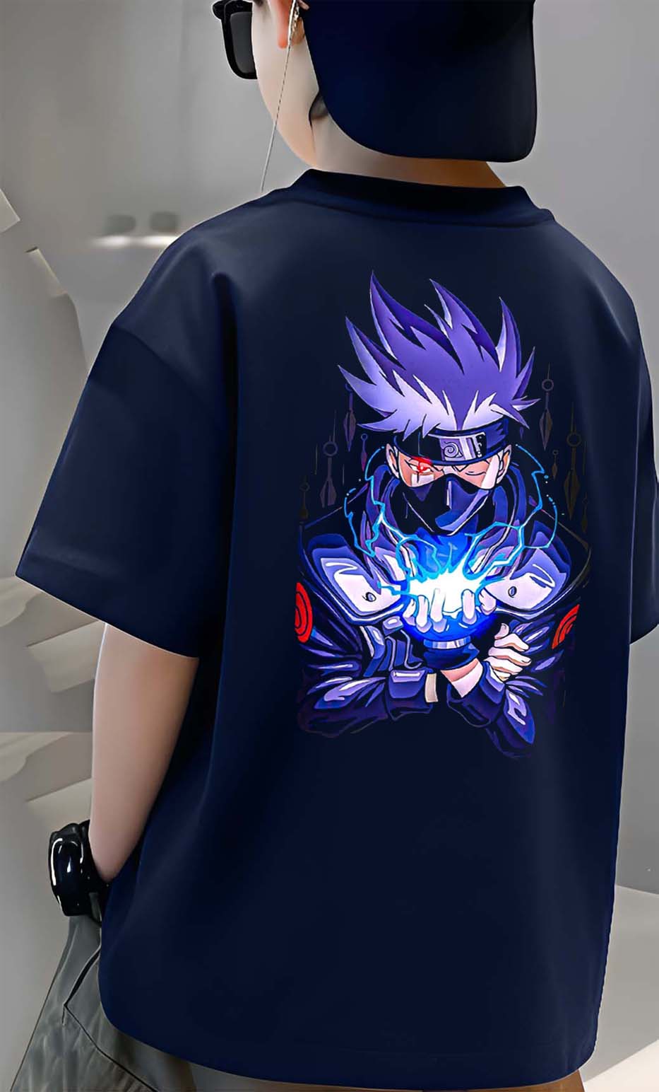 Anime Kakashi - Boys Over Size Printed T-shirt