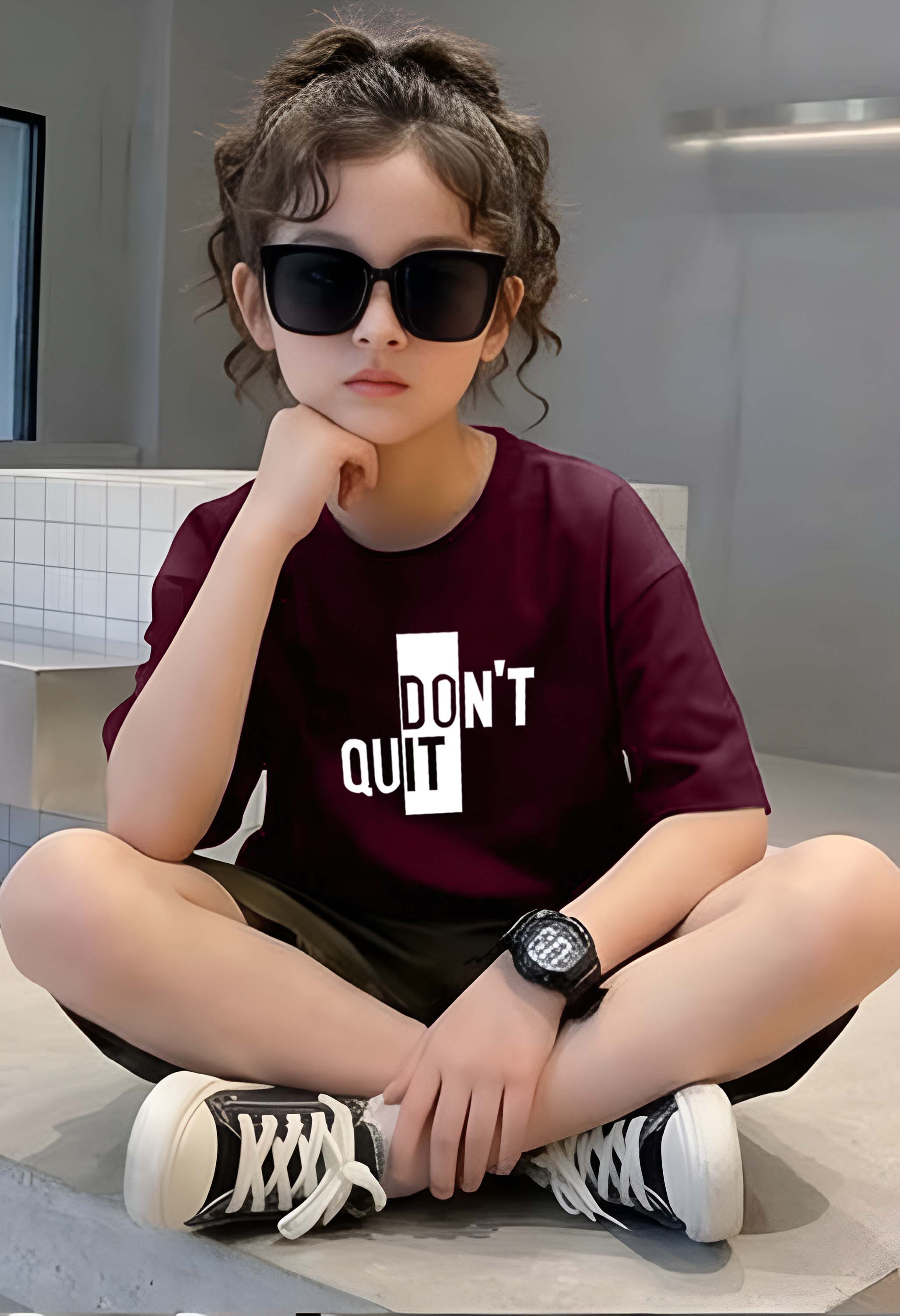 Don'tQuit - kids Girls Over sized T shirt