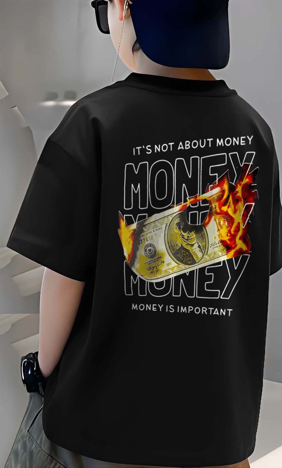 Fire Money - Boys Over Size Printed T-shirt