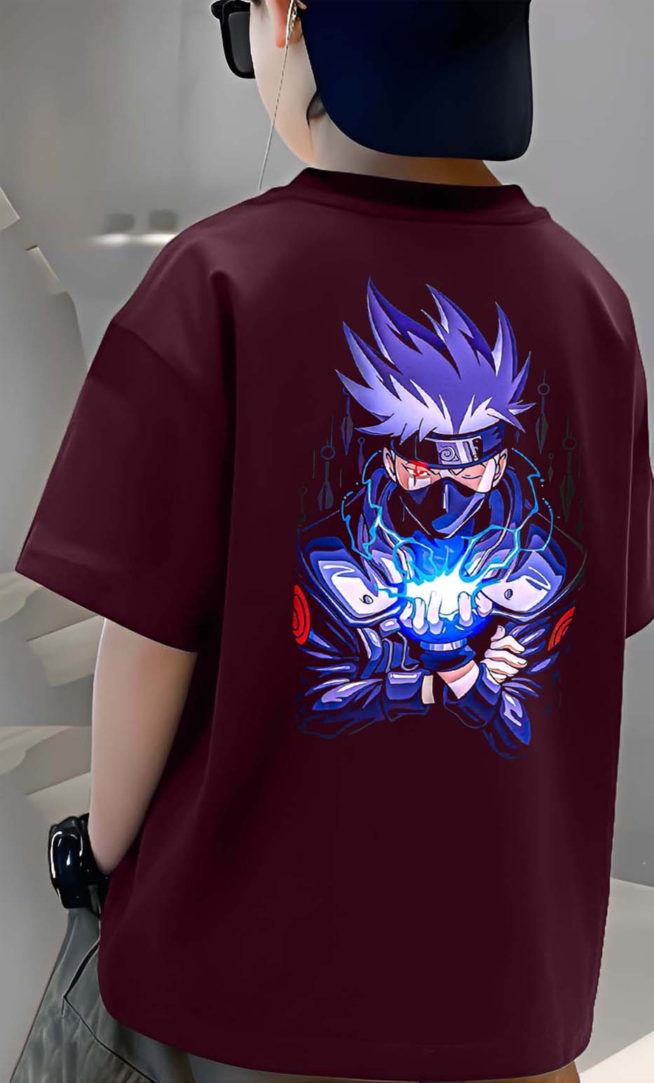 Anime Kakashi - Boys Over Size Printed T-shirt