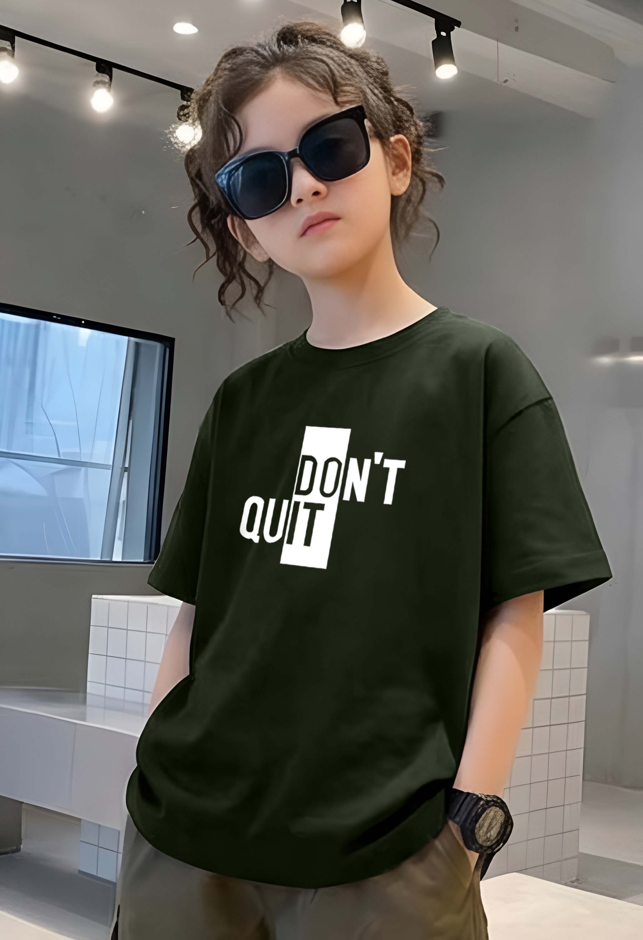 Don'tQuit - kids Girls Over sized T shirt