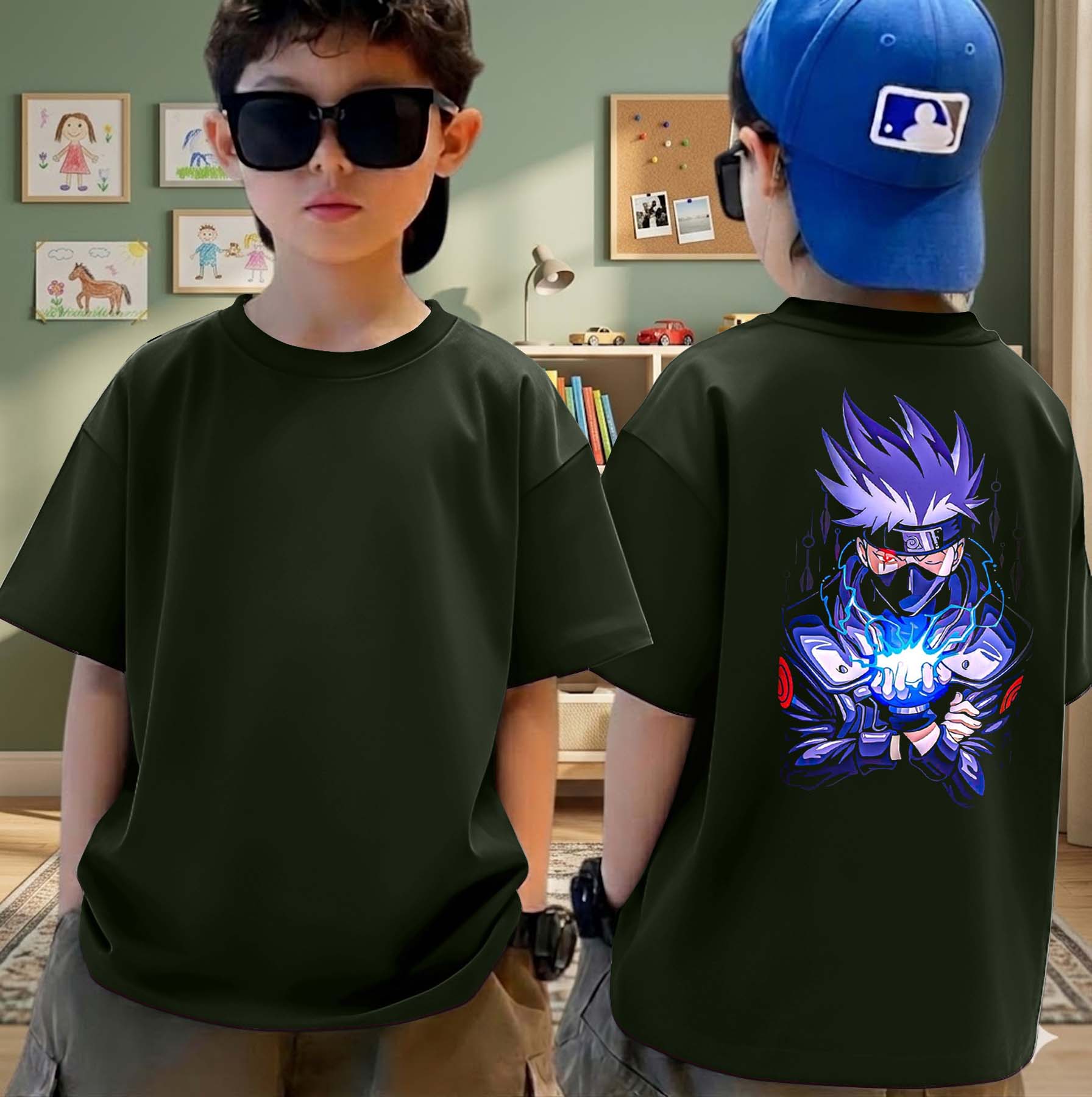 Anime Kakashi - Boys Over Size Printed T-shirt