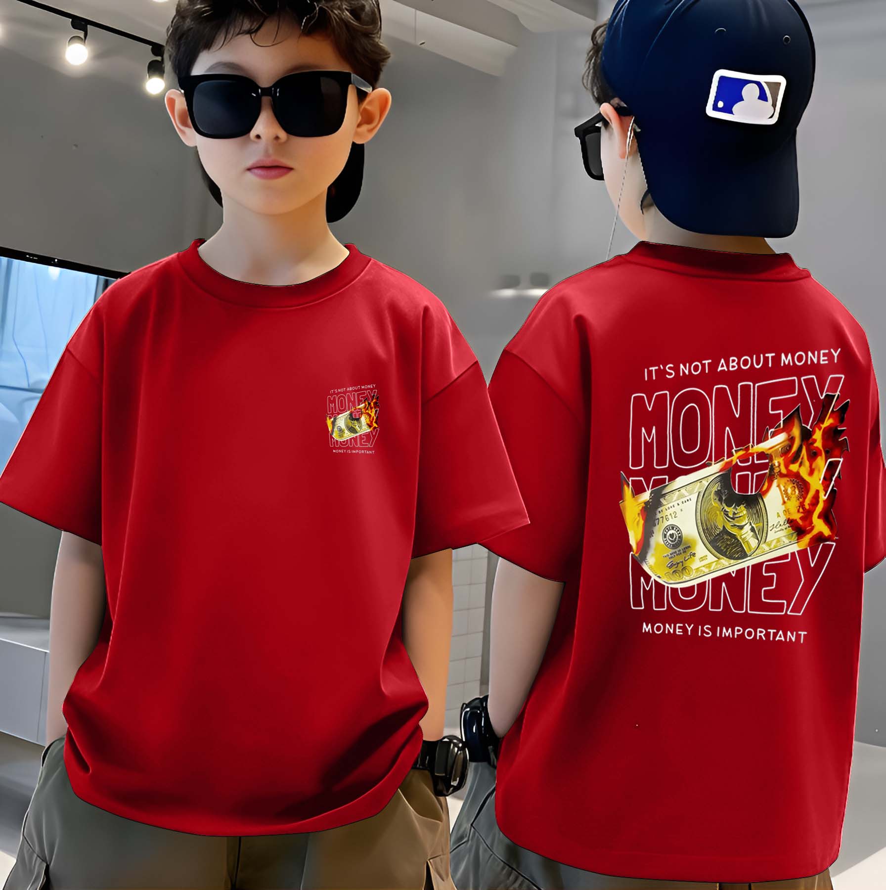 Fire Money - Boys Over Size Printed T-shirt