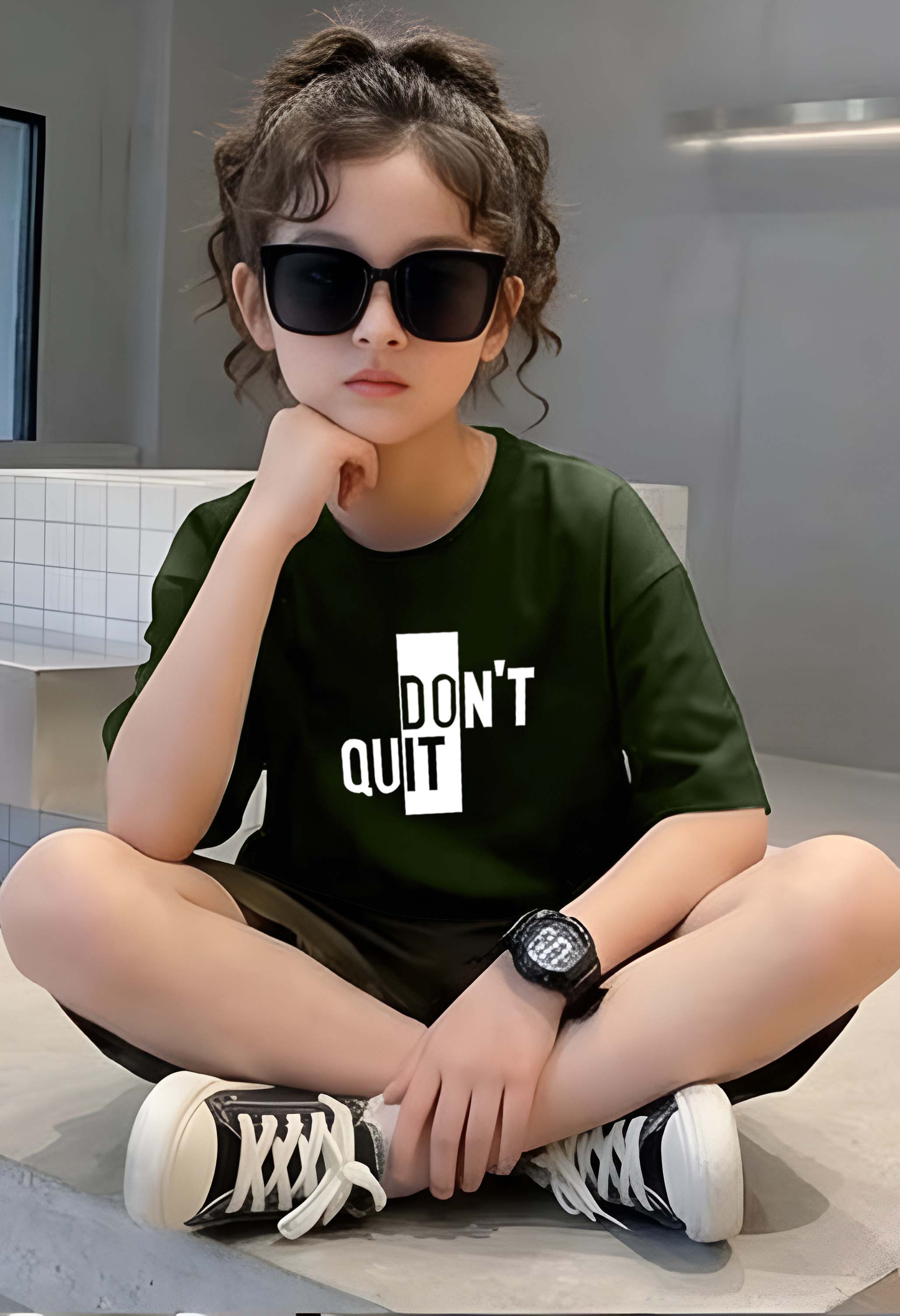 Don'tQuit - kids Girls Over sized T shirt