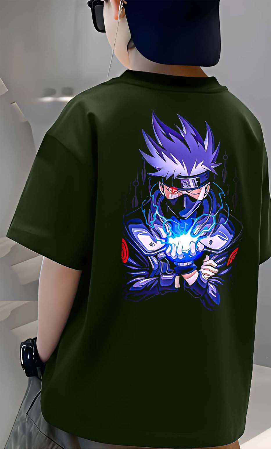 Anime Kakashi - Boys Over Size Printed T-shirt
