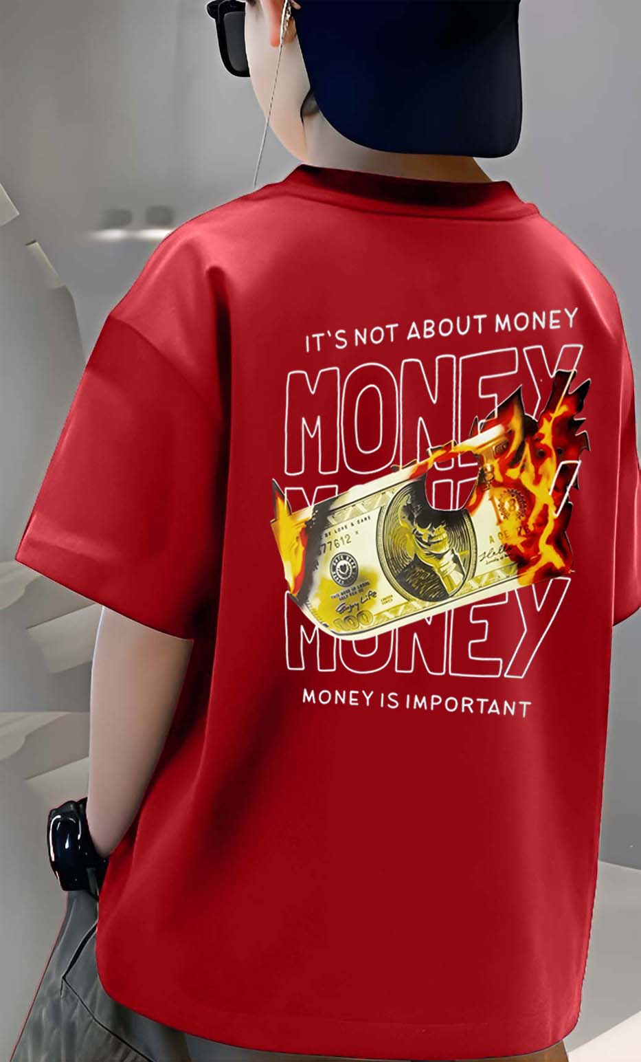 Fire Money - Boys Over Size Printed T-shirt