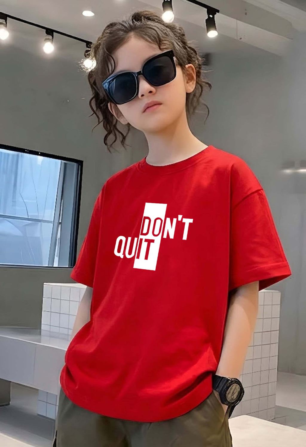 Don'tQuit - kids Girls Over sized T shirt
