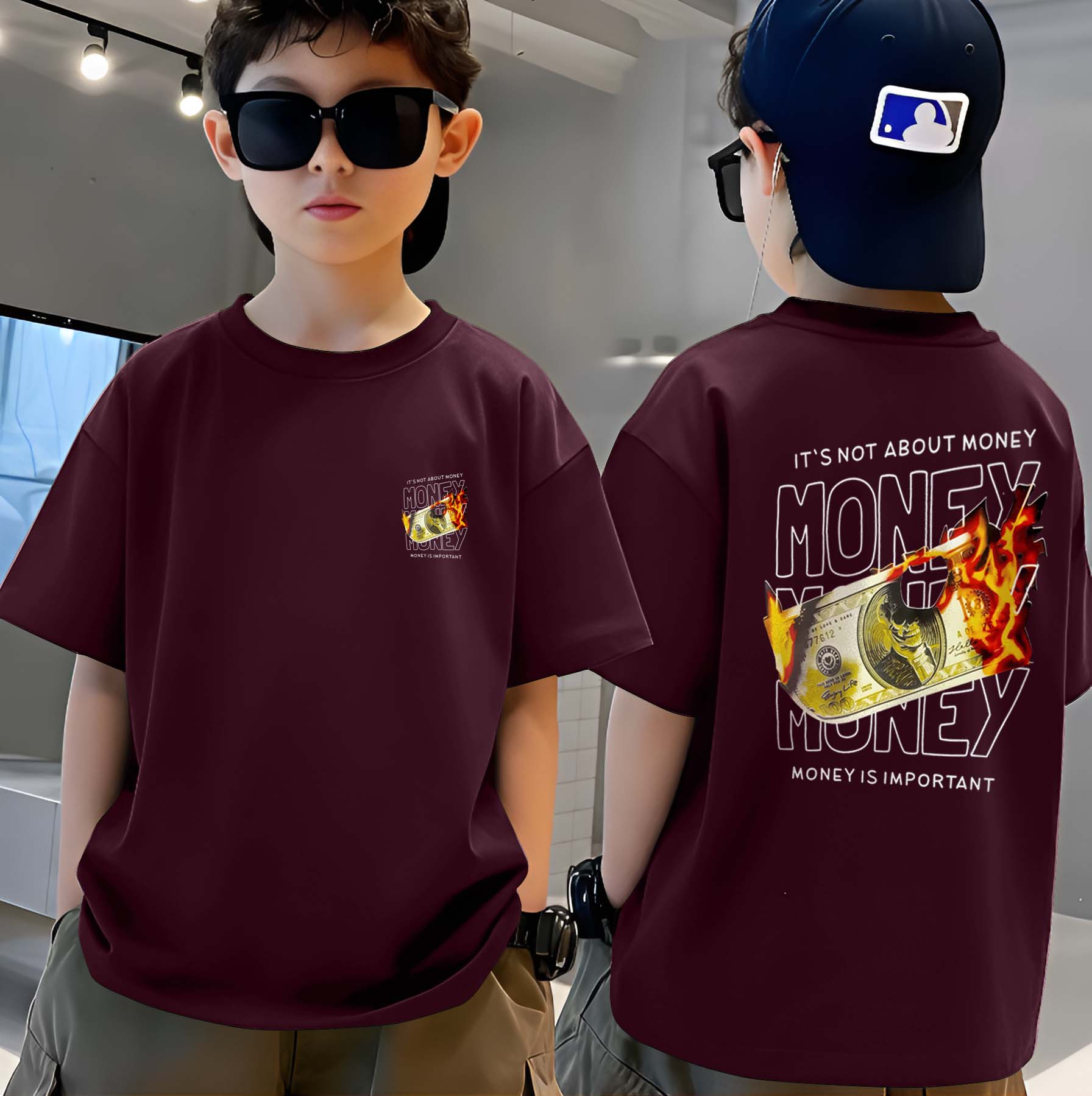 Fire Money - Boys Over Size Printed T-shirt