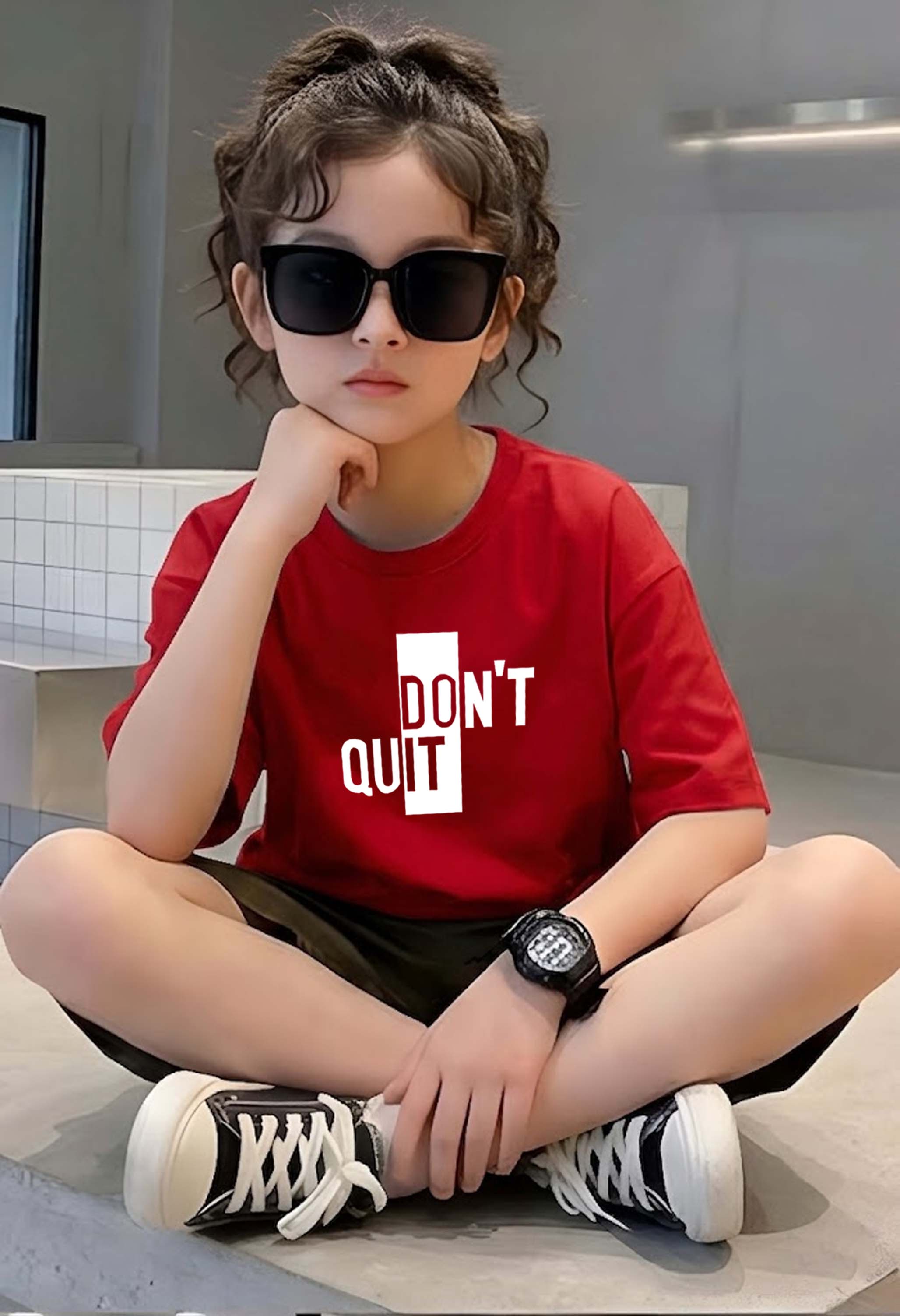 Don'tQuit - kids Girls Over sized T shirt