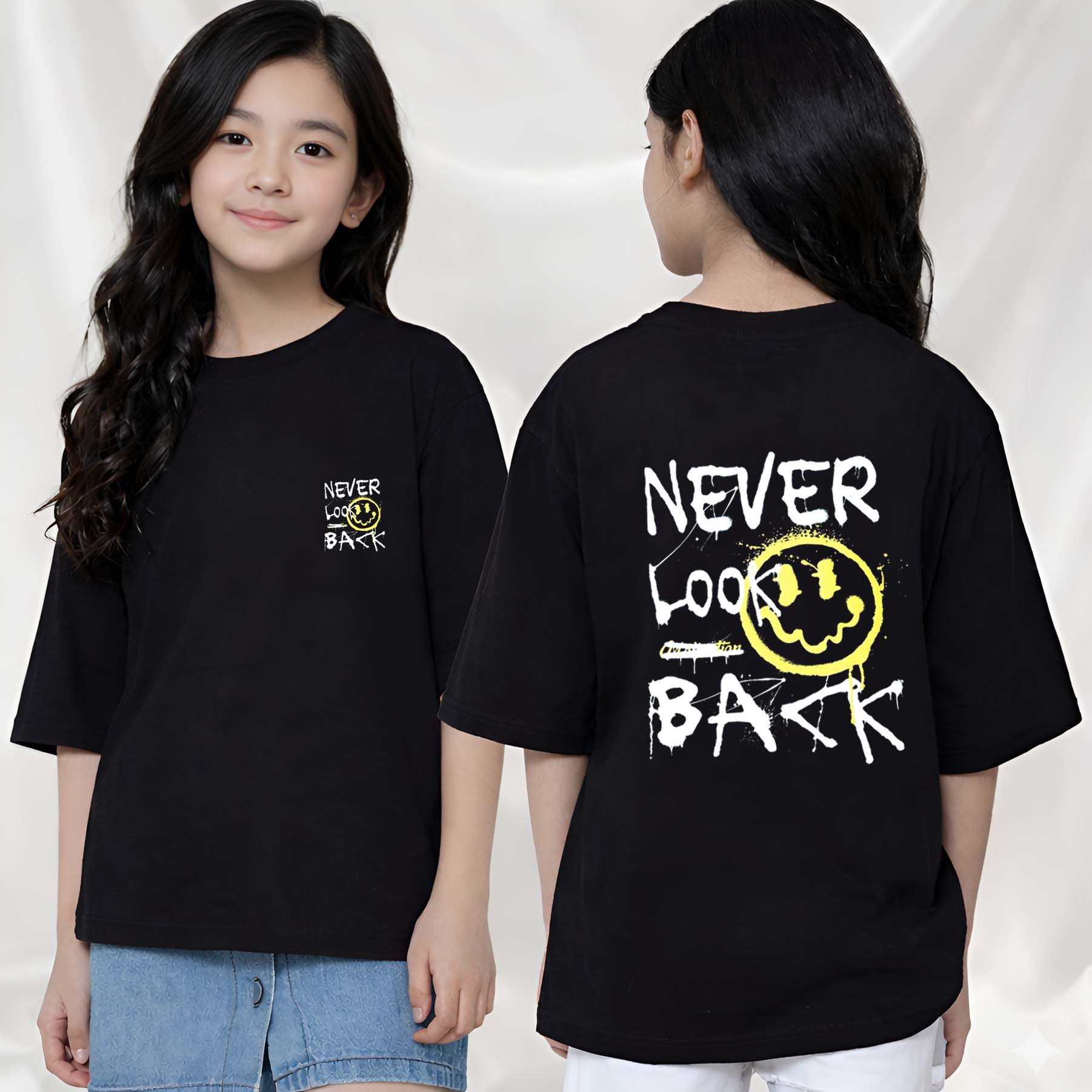 Never  - kids Girls Over sized T shirt