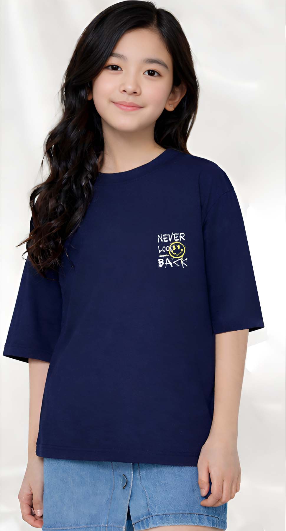 Never  - kids Girls Over sized T shirt