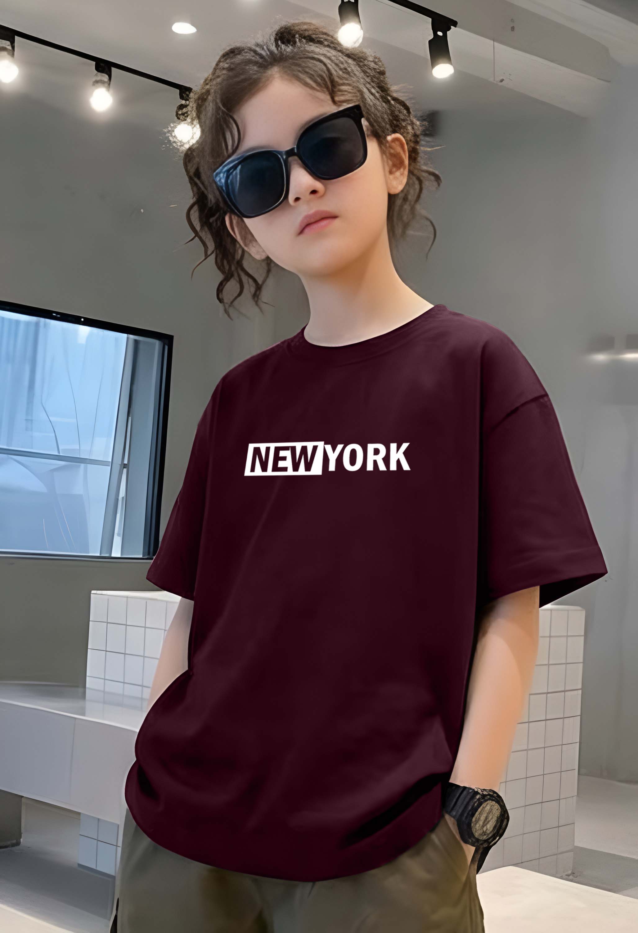NewYork - kids Girls Over sized T shirt