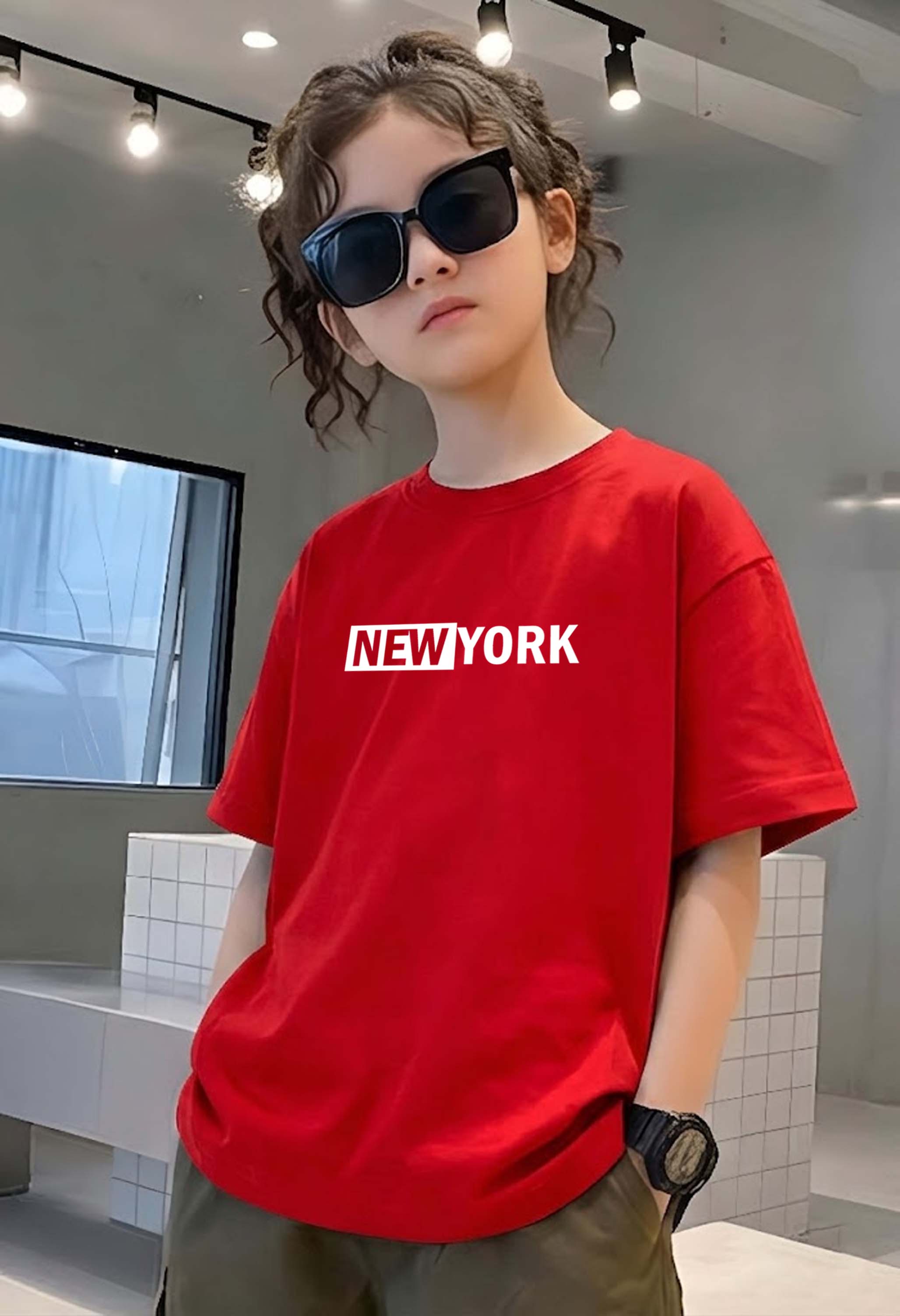 NewYork - kids Girls Over sized T shirt