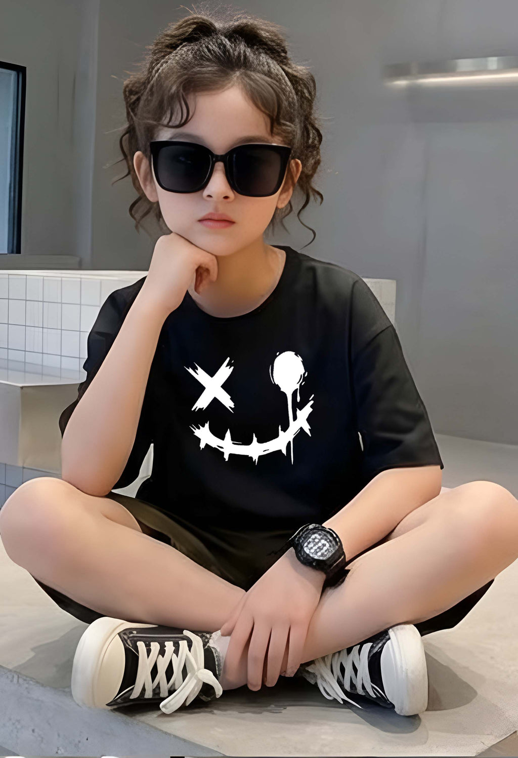 Smiley - kids Girls Over sized T shirt