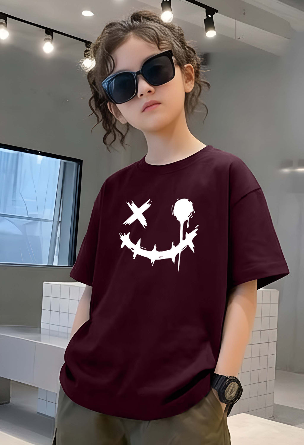 Smiley - kids Girls Over sized T shirt