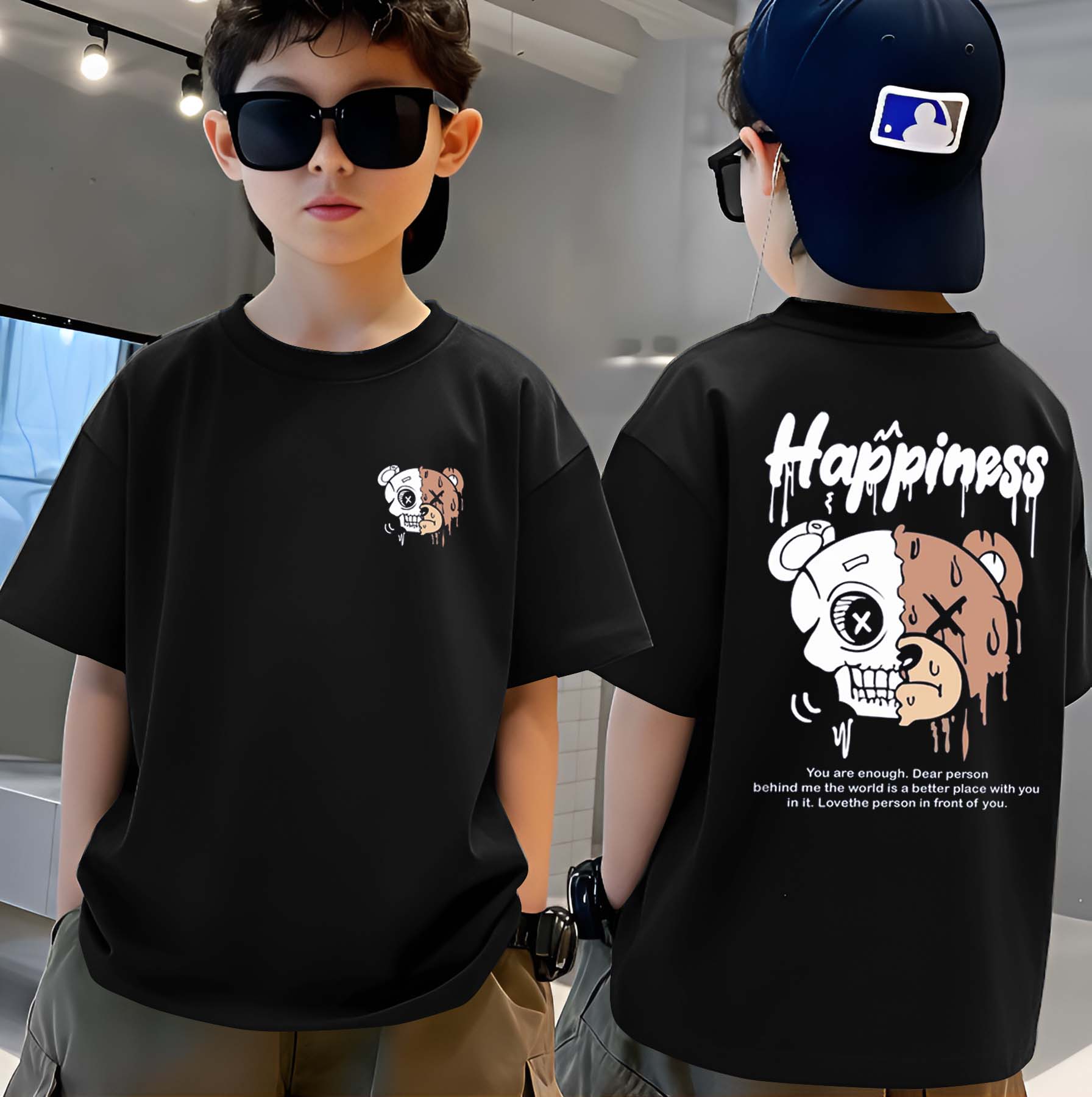 Happiness - Boys Over Size Printed T-shirt