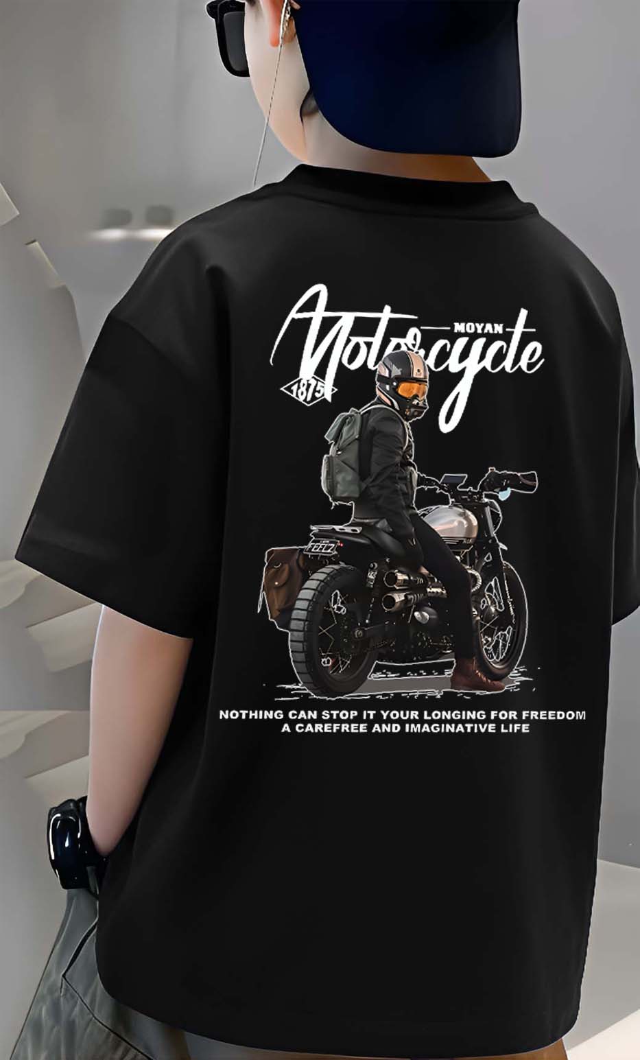 MotorCycle - Boys Over Size Printed T-shirt