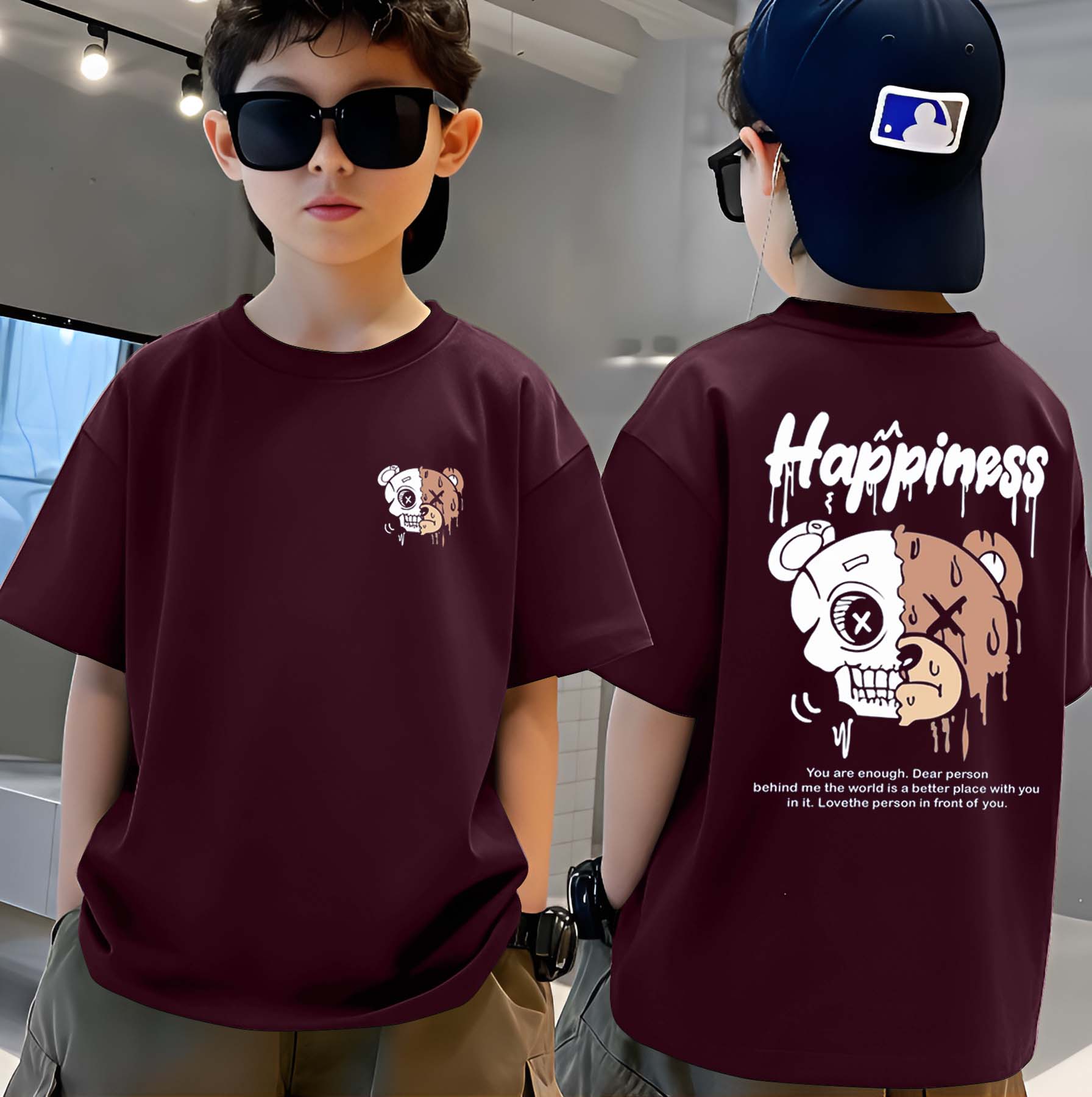Happiness - Boys Over Size Printed T-shirt