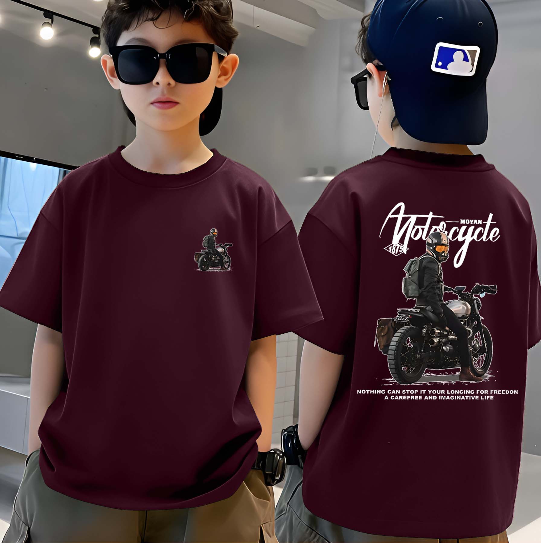 MotorCycle - Boys Over Size Printed T-shirt