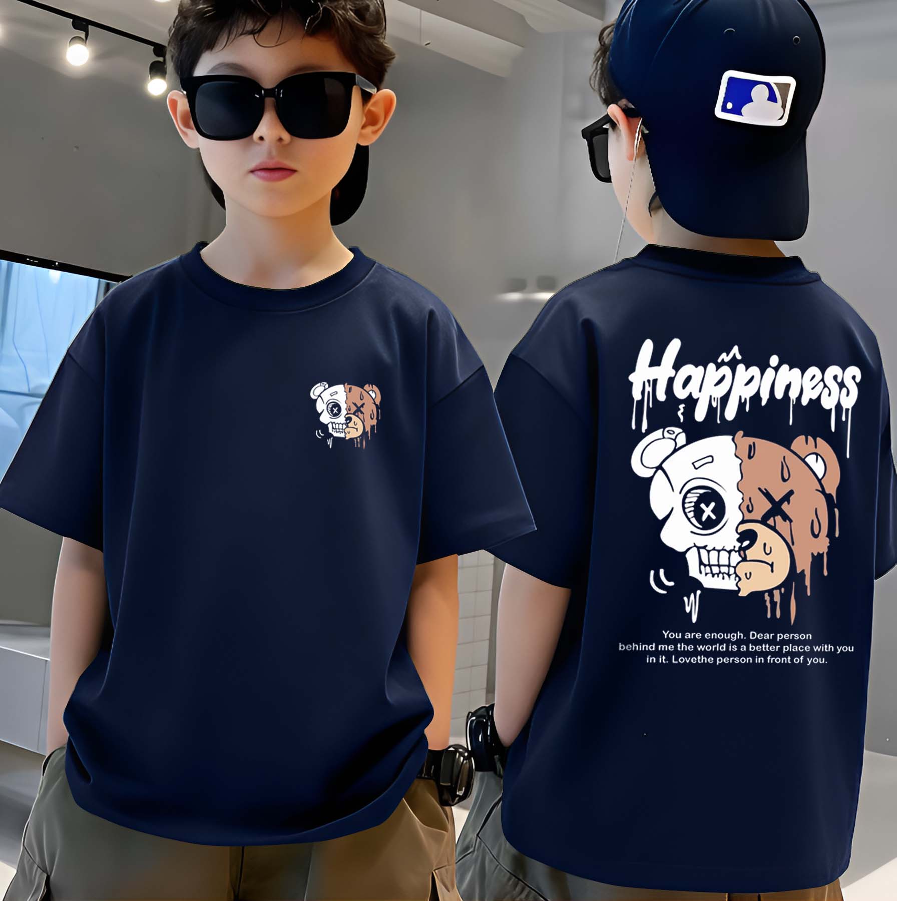 Happiness - Boys Over Size Printed T-shirt
