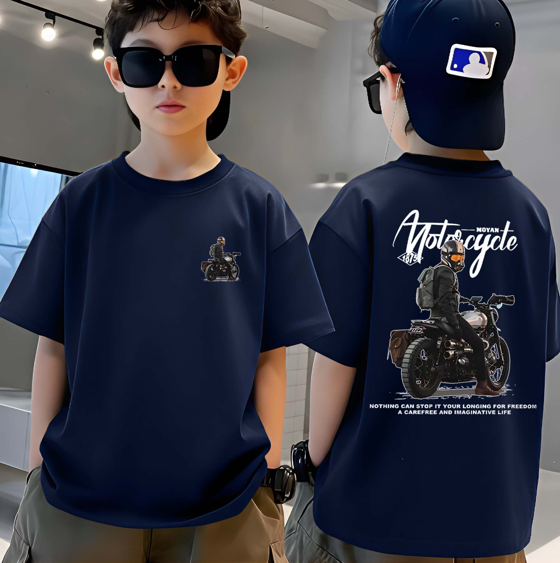 MotorCycle - Boys Over Size Printed T-shirt