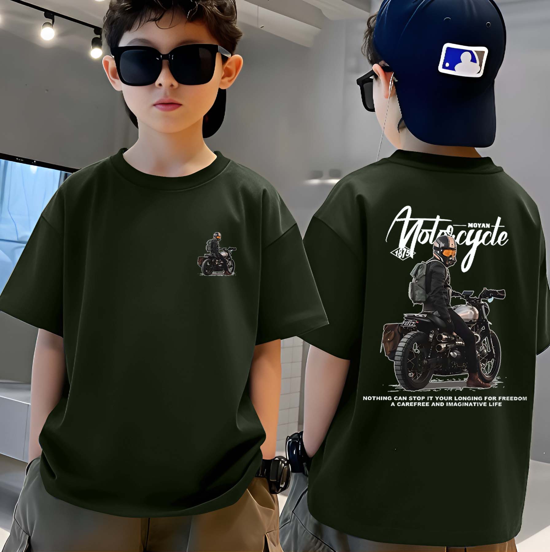 MotorCycle - Boys Over Size Printed T-shirt