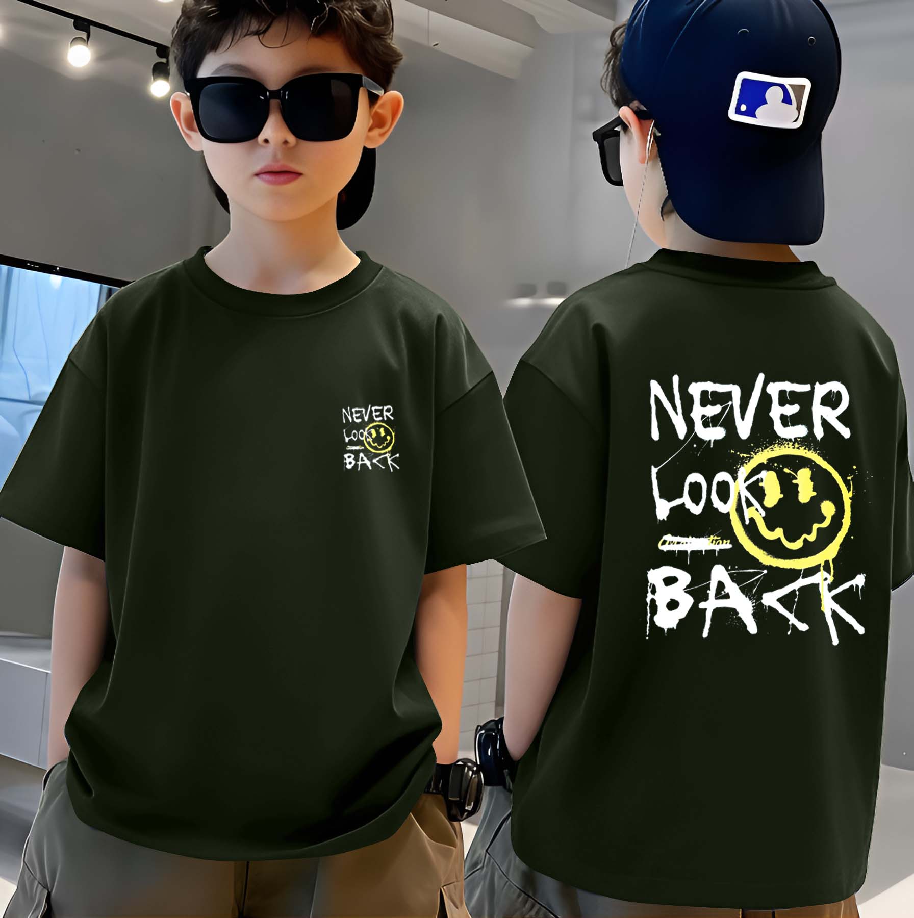 Never - Boys Over Size Printed T-shirt