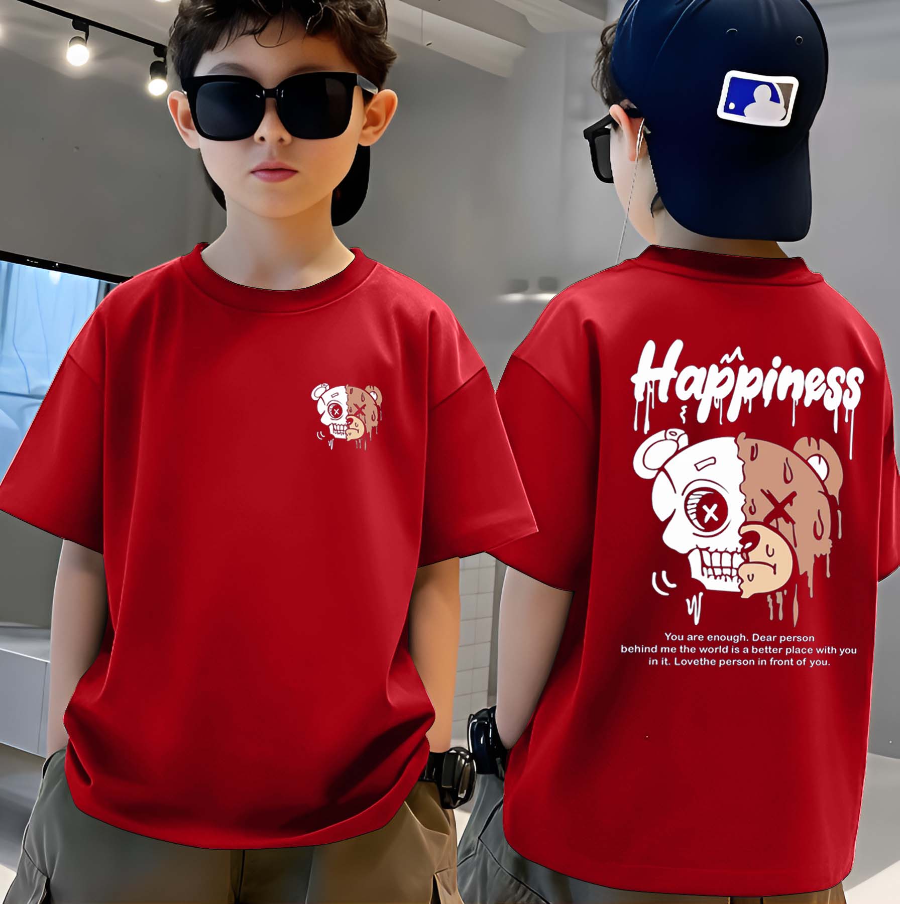 Happiness - Boys Over Size Printed T-shirt