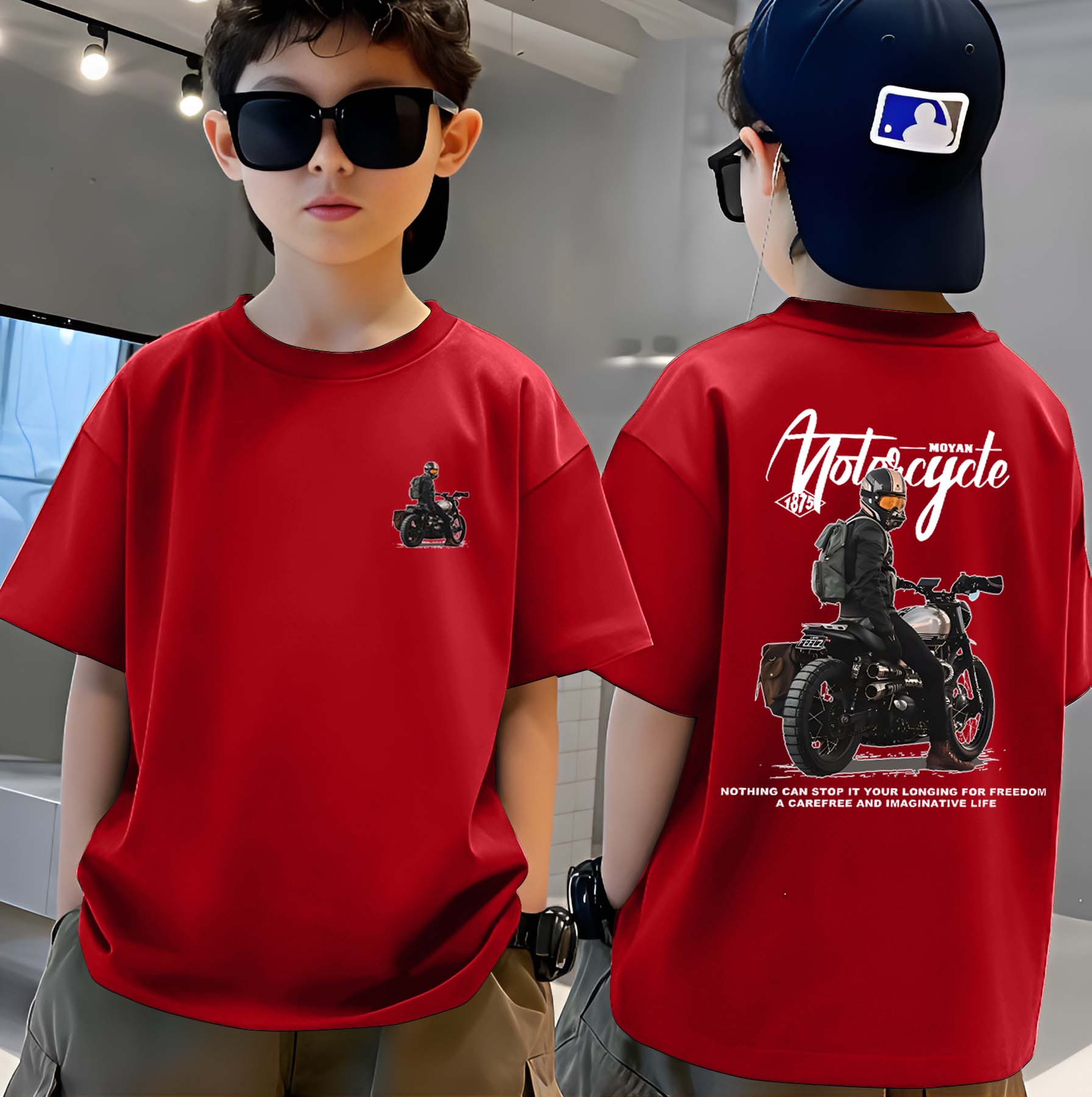MotorCycle - Boys Over Size Printed T-shirt