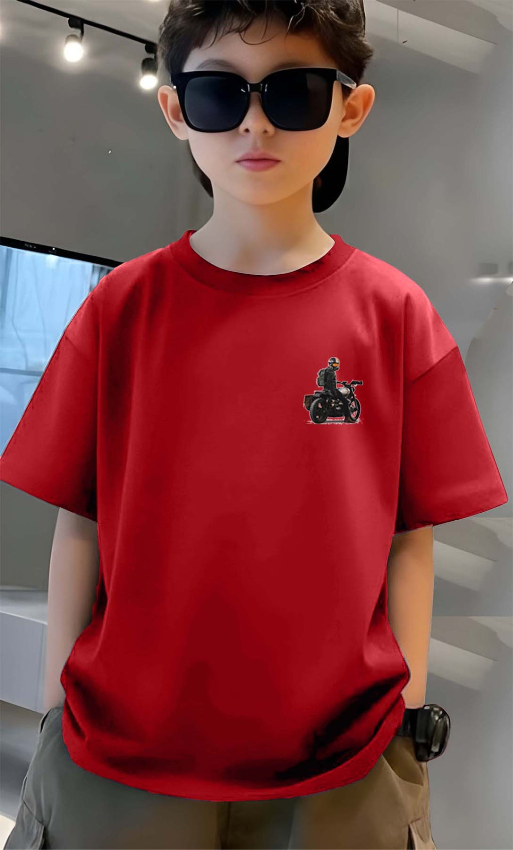 MotorCycle - Boys Over Size Printed T-shirt
