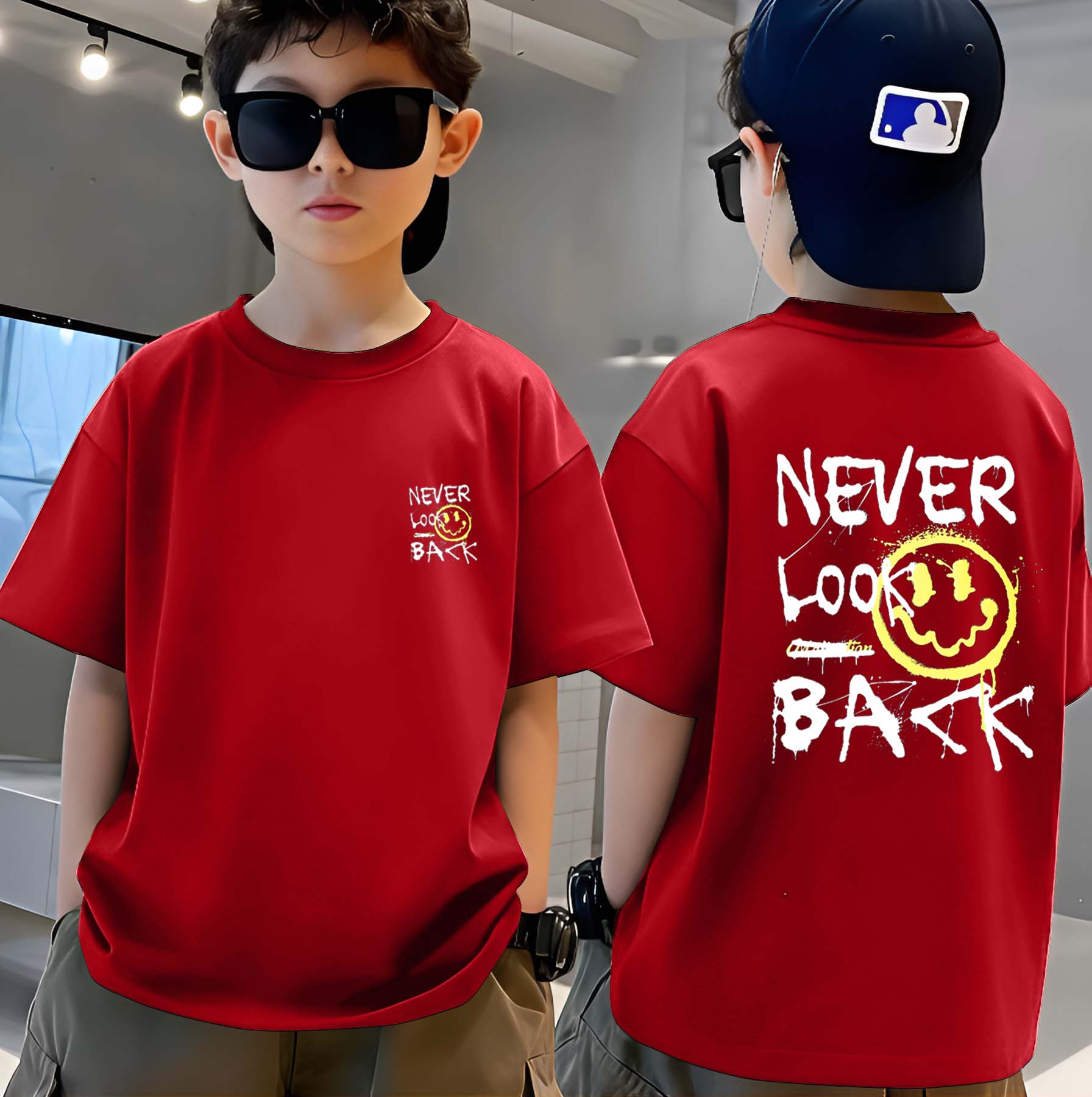 Never - Boys Over Size Printed T-shirt